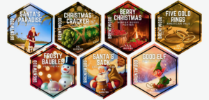 Pump Clips of Christmas Beers from Brentwood Brewing Company 2024